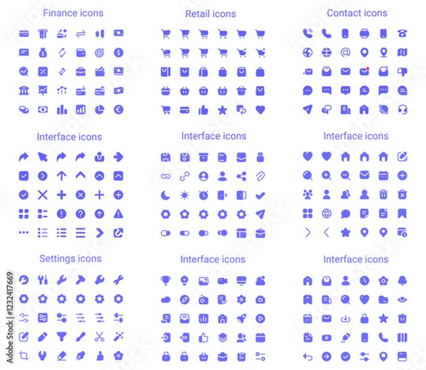 Fototapeta Simple small solid icons set. Rounded mini vector icons.