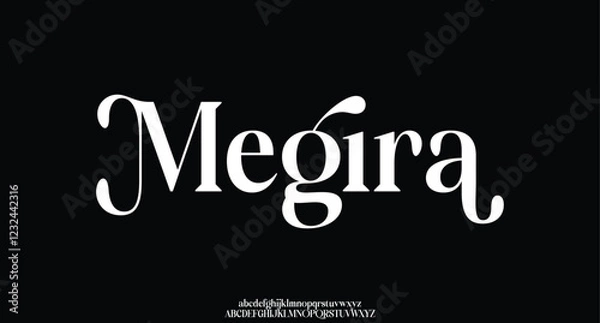 Fototapeta Elegant font alphabet uppercase lowercase and number. Classic lettering minimal fashion designs. Typography modern serif fonts regular decorative vintage concept. Vector illustration