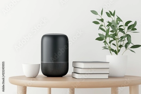 Obraz Modern home decor with wireless speaker on minimalist coffee table design