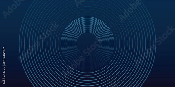 Fototapeta Abstract blue glowing geometric lines on dark blue background. Modern shiny blue circle lines pattern art
