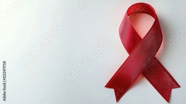 Fototapeta A vibrant red awareness ribbon symbolizing support for health causes on a clean background