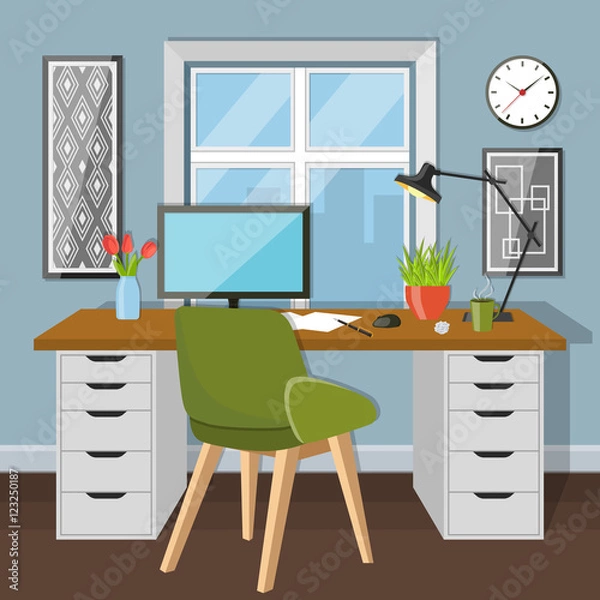 Fototapeta Workplace in room with window