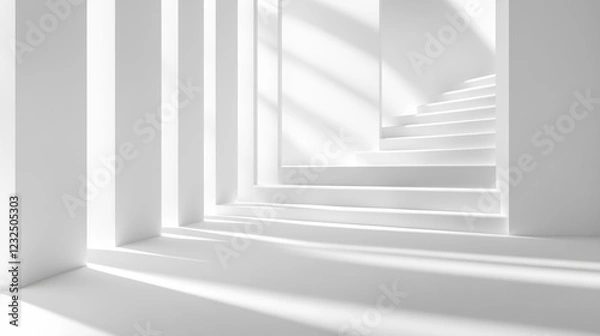 Fototapeta White backdrop with clean shapes and light.