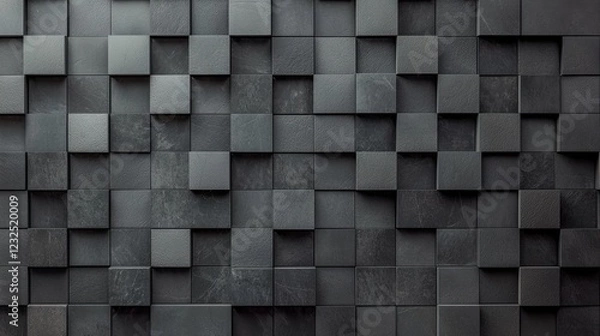 Fototapeta Black geometric abstract background. Minimal dark gray polygon pattern with different geometric shapes. Modern elegant luxury futuristic digital design