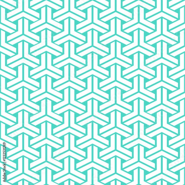 Fototapeta Geometric Spring Backgrounds, Blue Ocean and Yellow Color Seamless Pattern, Digital Paper