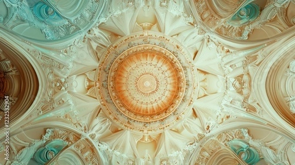 Fototapeta A mesmerizing kaleidoscopic design with swirling colors and symmetrical patterns. 