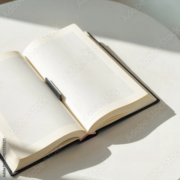 Fototapeta Open Blank Book with Shadows