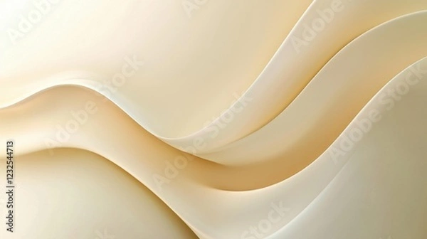 Fototapeta Soft Cream Waves with Smooth Flowing Design for Abstract Background