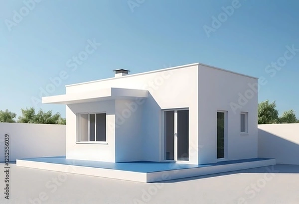 Fototapeta Modern Minimalist White House Architectural Design