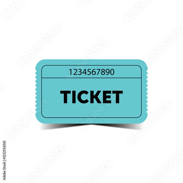 Fototapeta A bright blue ticket with clear writing and a unique number promises an unforgettable experience