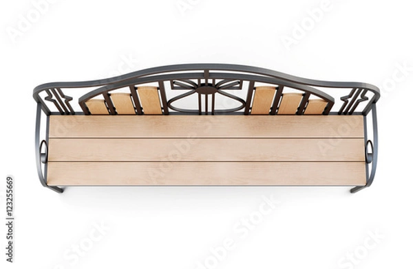 Fototapeta Forged bench top view isolated on white background. 3d rendering