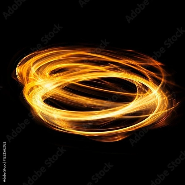Fototapeta Abstract Golden Light Swirls Glowing Energy Trails Dynamic Circular Motion Fiery Orange Hues