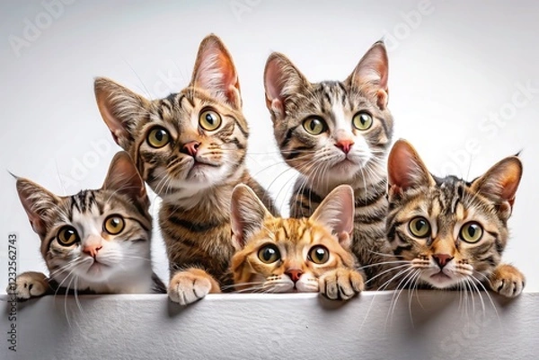 Fototapeta A bottom's-up view of inquisitive felines.