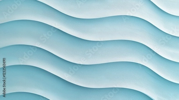Fototapeta Soft Curved Waves in Light Blue Background for Abstract Design