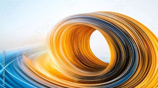 Fototapeta Dynamic swirling orange blue abstract forms elegantly composed. AI Generated