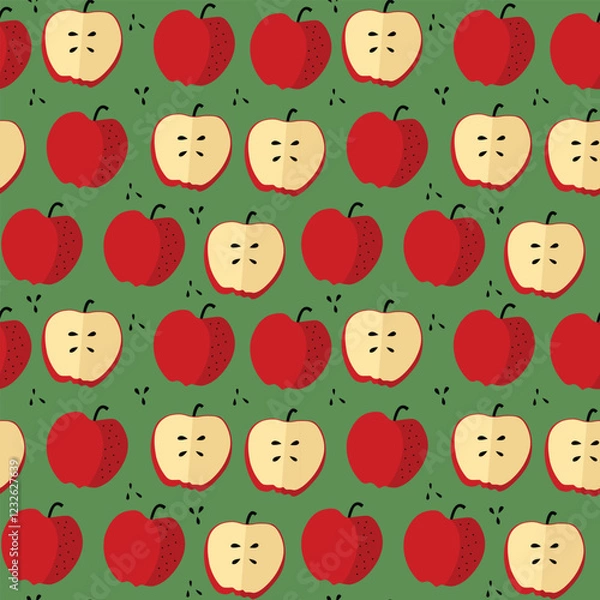 Obraz Cool doodle seamless pattern with doodle apples. Print, wallpaper and textile.