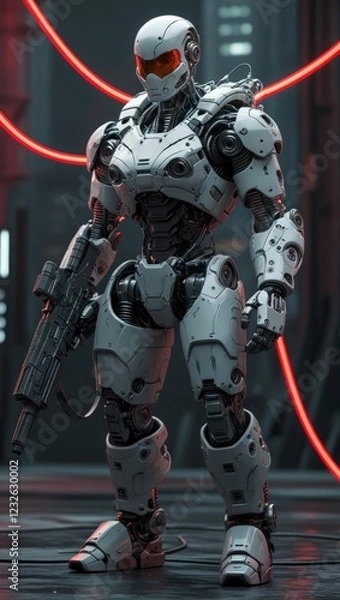Fototapeta Futuristic Robot Soldier 3d Render Sci Fi Artwork