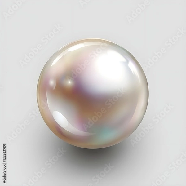 Obraz pearl, iridescent, spherical, luminous, opalescent, realistic, macro photography, high detail, smooth surface, soft lighting, gentle reflections, pearlescent sheen, jewelry quality, 3D rendering