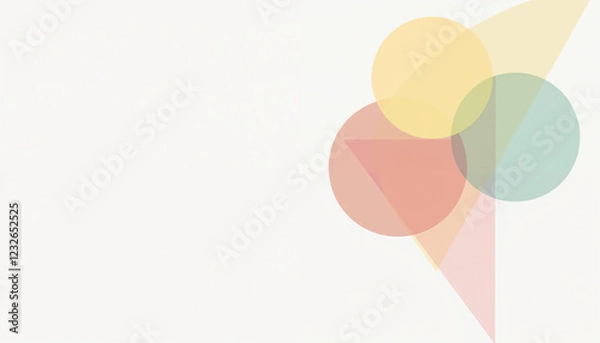 Fototapeta Abstract Pastel Shapes Background Overlapping Circles Triangles Soft Colors Minimalist Design
