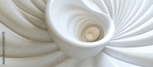 Fototapeta White swirl abstract, vortex background, 3D render, design element