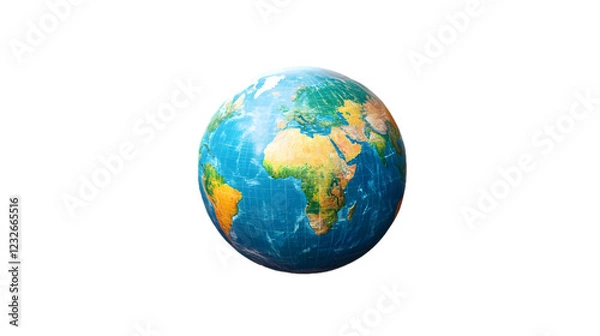 Fototapeta A globe with countries highlighted in vibrant colors on a transparent background 