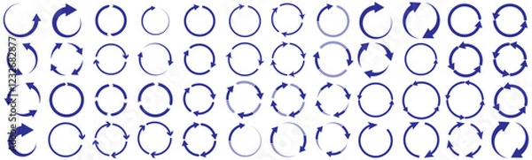 Fototapeta Circle arrow icon set. Symbol of reload, refresh, loading, recycle and repeat. Interconnecting round arrow vector icons set. Work in progress sign.  circle arrow icon set. circular arrow icon, refresh