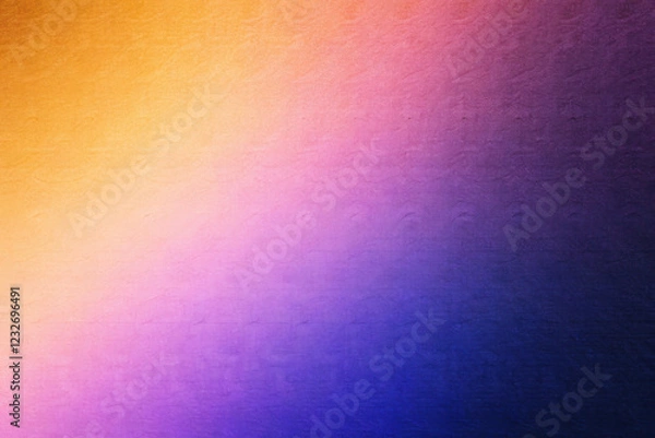 Obraz Abstract Gradient Background in Gold, Red, Coral, Orange, Yellow, Peach, Pink, Magenta, Purple, and Blue Tones with Iridescent Effects, Rough Grain, Noise, and Grunge Texture Design Template