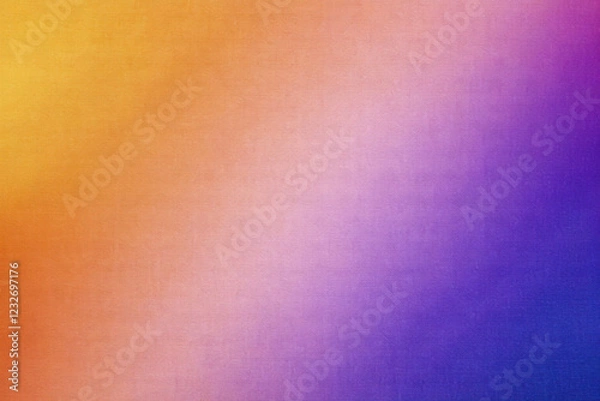 Obraz Abstract Gradient Background in Gold, Red, Coral, Orange, Yellow, Peach, Pink, Magenta, Purple, and Blue Tones with Iridescent Effects, Rough Grain, Noise, and Grunge Texture Design Template