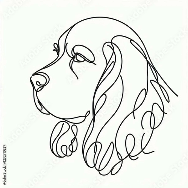 Obraz Minimalist continuous line drawing of a cocker spaniel's head