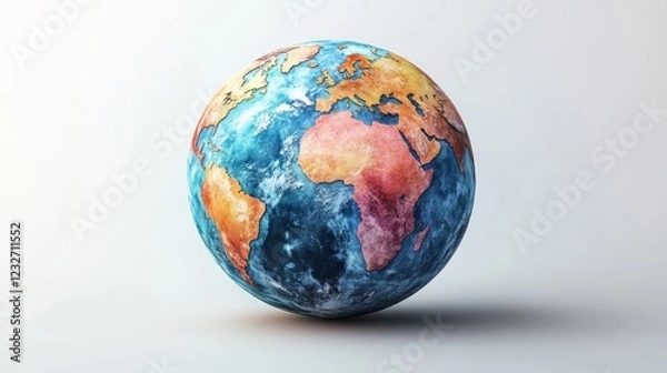 Fototapeta Cyan Minimalistic Globe Clip-Art Illustration with Global, Technology, Earth, Modern, Digital, Science, Design, Web, Symbol, World, Simple, Style, Concept, Blue, Flat, Graphic, Planet, Abstract