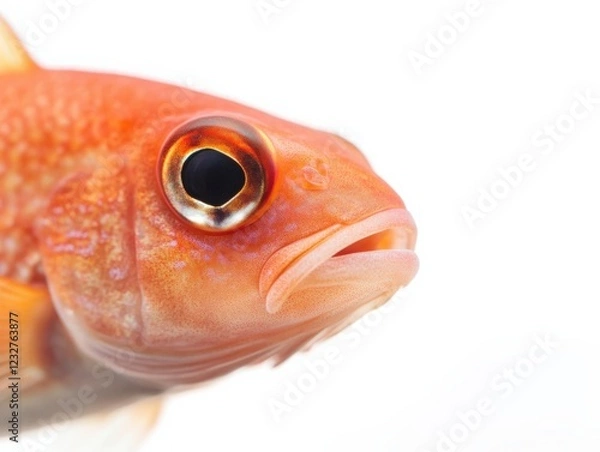 Fototapeta close-up of an orange fish head isolated on white