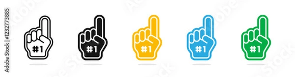 Obraz Best fan number one glove icons. Foam gloves with raised finger