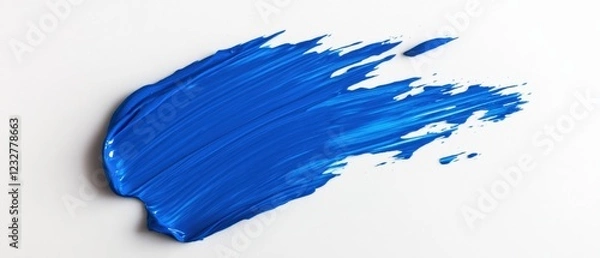 Fototapeta blue acrylic paint stroke on white background
