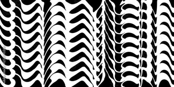 Fototapeta Seamless doodle abstract horisontal pattern background in classical black and white colours. Hand drawn style colorful vector illustration for banners, wallpaper, textile, wrapping