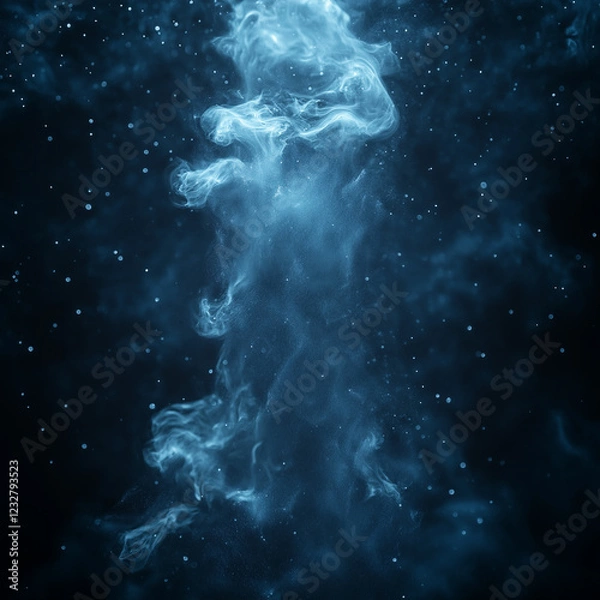 Fototapeta Abstract image of floating dust particles and smoke in dark space.