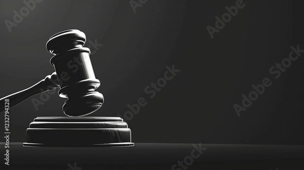 Fototapeta black and white hammer, Law theme, gavel or mallet of the judge,Judge's gavel hammer for adjudication isolated on white background.