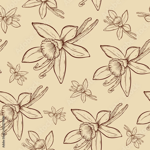 Obraz Vanilla pods and flower_ pattern