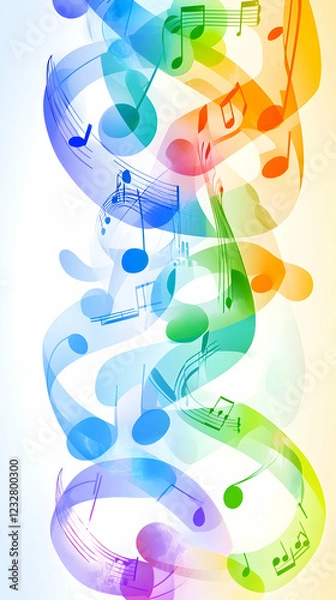 Fototapeta Musical notes swirl in colorful harmony, celebrating creativity and rhythm