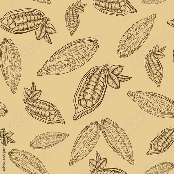 Fototapeta Cocoa bean pattern_ beige