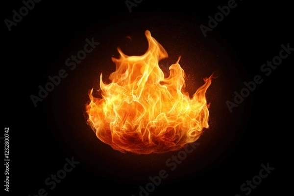 Fototapeta fireball explosion on dark background. burning flames texture.