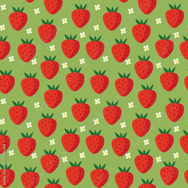 Obraz Scandinavian doodle seamless pattern on green background.