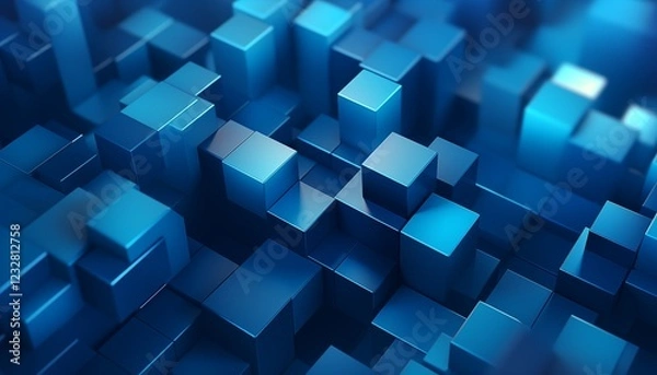 Obraz abstract background with squares cube colorful blue