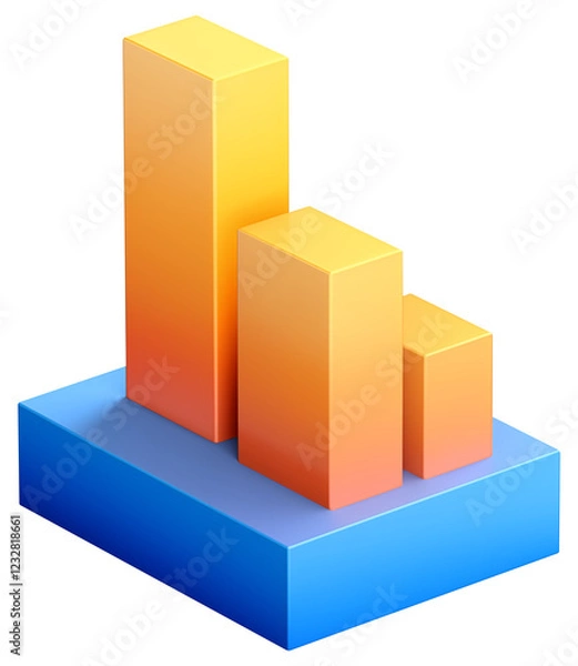 Fototapeta 3d icon of bar graph, isometric view, transparent background