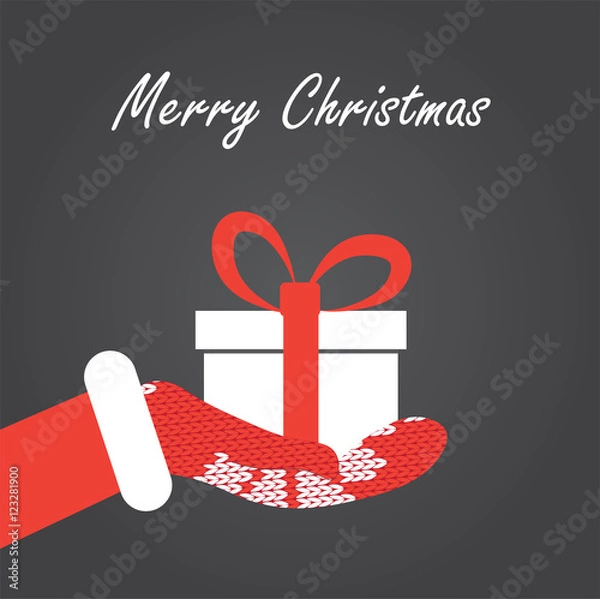 Obraz Gift box in Santa's hand