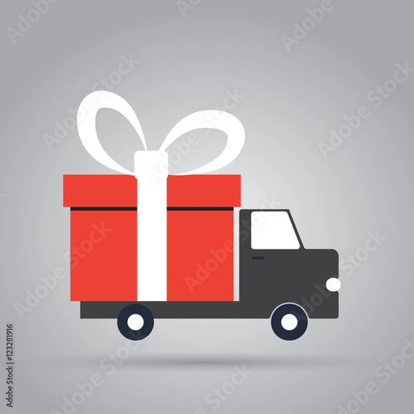 Obraz Delivery truck with gift box
