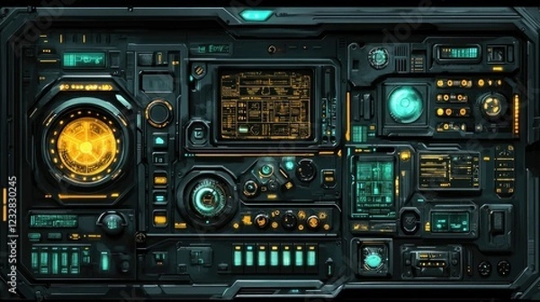 Fototapeta Futuristic Control Panel Interface Sci Fi Technology Design