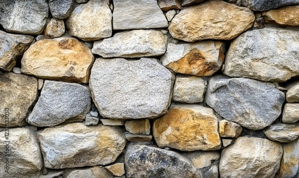Fototapeta Rustic stone wall texture, outdoor background, building material, architecture