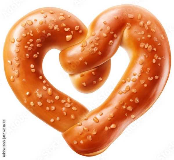 Fototapeta Soft pretzel in the shape of a heart on a transparent background