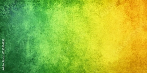 Fototapeta Watercolor gradient blending green and yellow hues, featuring subtle aged paper texture, generating vibrant artistic background