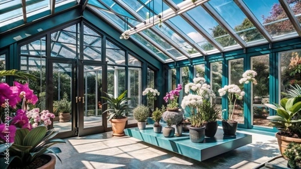 Obraz Transforming urban spaces luxury glasshouse retreat bright and airy oasis innovative architectural design